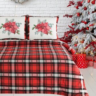 Vánoční bavlněné povlečení ROSETTE 1x 220x200 cm, 2x povlak 70x80 cm francouzské povlečení MyBestHome