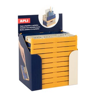 APLI úložný box - tříbarevný, 10 ks, displej, žlutá základna