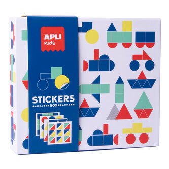 APLI edukační hra se samolepkami - Dopravní prostředky, geometrické tvary, 3+