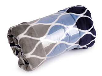 Deka fleece, prodloužená 160x240 cm - 1 ks - 2 modrá šedá