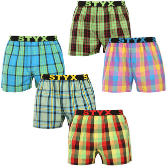 5PACK pánské trenky Styx sportovní guma vícebarevné (5B110105) L