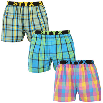 3PACK pánské trenky Styx sportovní guma vícebarevné (3B110103) XXL
