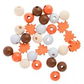 Drewniane koraliki jesienne 16mm 30szt