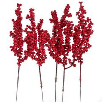 Gałązki z czerwonymi owocami 22cm 5szt