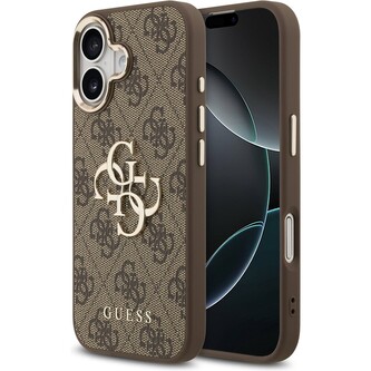 Guess PU Leather 4G Metal Logo Gold Frame MagSafe kryt iPhone 17 hnědý