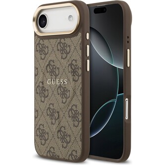Guess PU Leather 4G Gold Frame MagSafe kryt iPhone Air hnědý