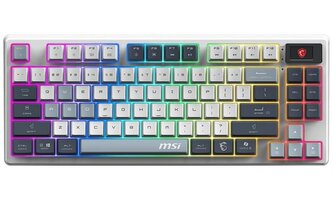 MSI herní klávesnice FORGE GK600 TKL Sky bezdrátová 2,4GHz+BT mechanická RGB USB-C display US layout