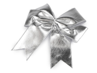 Vánoční mašle metalická - 6 ks - 4 (13x12 cm) stříbrná