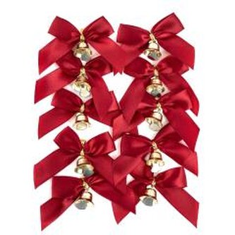 Kokardki z dzwoneczkami czerwone 10szt