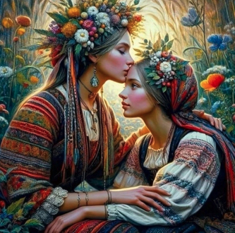 Diamantový obrázek dvě slovanské ženy 30 x 40 cm