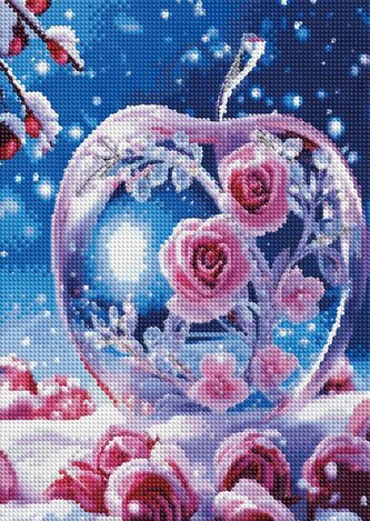 Diamantový obrázek zimní růže  30 x 40 cm