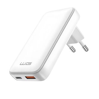Síťová nabíječka GaN 2x USB 30W - bílá
