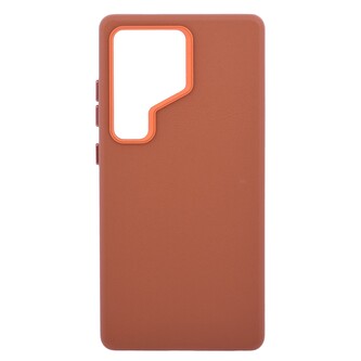 Pouzdro Leather Frame s podporou MagSafe Samsung Galaxy S25 5G - hnědé