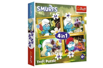 PUZZLE 4w1 Życie w Wiosce Smerfów 34664
