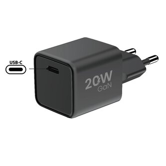 Síťová nabíječka GaN 1x USB-C 20W - černá Síťová nabíječka GaN 1x USB-C 20W - černá