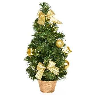 Stromeček zdobený zlatými dekoracemi 30 cm