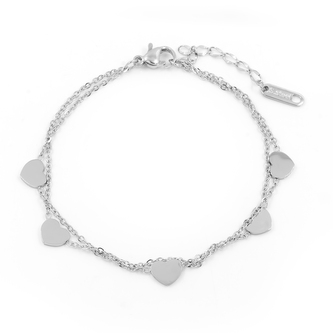 Dvojitý náramek SRDÍČKA - chirurgická ocel