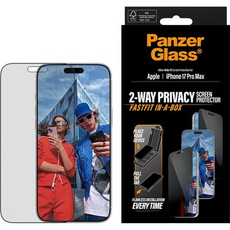 PanzerGlass® Privacy sklo Apple iPhone 17 Pro Max s bezprašným aplikačním boxem