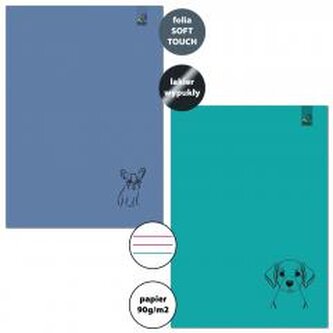 Zeszyt A4/32K 3-linie kolor 90g Psy (6szt)