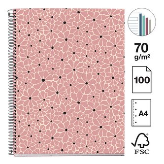 Miquelrius poznámkový blok - BOHO ESSENCE, NB - 4, A4, 70 g, karton, 100 listů, linka, Blush