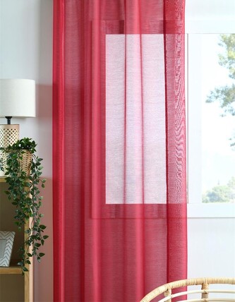 Dekorační dlouhá záclona  s řasící páskou WOOD červená 140x245 cm (cena za 1 kus) MyBestHome