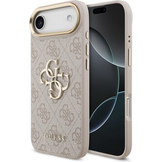 Guess PU Leather 4G Metal Logo Gold Frame kryt iPhone Air růžový