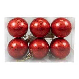 Bombki z efektem rosy czerwone 6szt