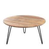 Stolik kawowy SORA lite drewno mango + metal 90x90x45 cm