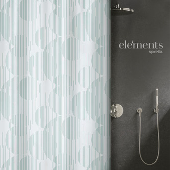 Elements by Spirella sprchový závěs RAIO, kruhy, metalicky modrý, 180 x 200 cm, polyester