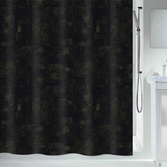 Spirella sprchový závěs GEORGES, černo-zlatý, 180 x 200 cm, polyester