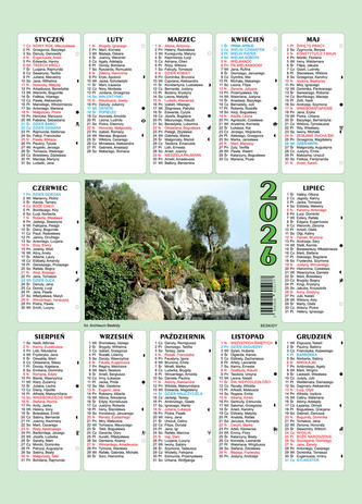 Kalendarz plakietka 2026 paczka = 25 szt