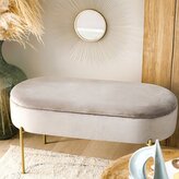 Ławka | LAYLA | welurowa beżowa ze schowkiem | 91,5x41x46.5 cm | ALL 828305