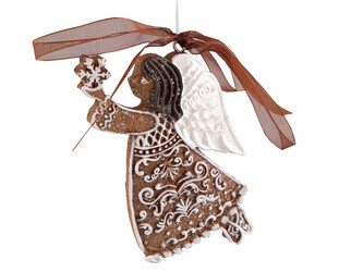 Vánoční perníčky k dekoraci vánočních stromků a věnců chaloupka, medvěd, anděl, strom - 1 ks - 2 hnědá anděl