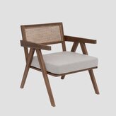 Fotel | FEDELE | drewniany dębowy z rattanem brązowy | 63x75x75 cm | 739347