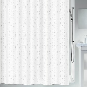 Spirella sprchový závěs WET, motiv kapek, bílý, 180 x 200 cm, polyester