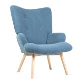 Fotel MOSS w tkaninie TEDDY BOUCLÉ niebieski 70x95 cm