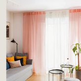 Firanka | ADI | z pomponikami różowa | 140x250 cm | 851785