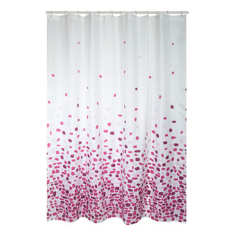 MSV sprchový závěs MALTA, motiv růžový, bílý, 180 x 200 cm, polyester