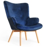 Fotel MOSS welurowy granatowy 70x95 cm