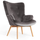 Fotel MOSS welurowy szary 70x95 cm