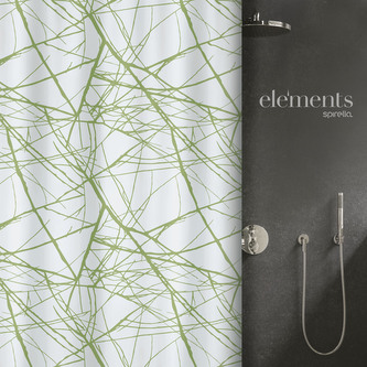 Elements by Spirella sprchový závěs FORES, bílo-zelený, 180 x 200 cm, polyester
