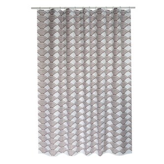 MSV sprchový závěs BENTO, motiv abstraktní, bílo-hnědý, 180 x 200 cm, polyester, s kroužky