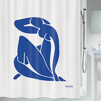 Spirella sprchový závěs THALIA, motiv žena, bílý, 180 x 200 cm, polyester