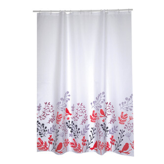 MSV sprchový závěs BRIDS, motiv květin, bílý, 180 x 200 cm, polyester, s kroužky