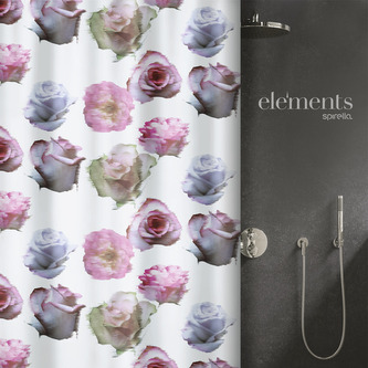 Elements by pirella sprchový závěs MUSE, motiv květin, bílý, 180 x 200 cm, polyester