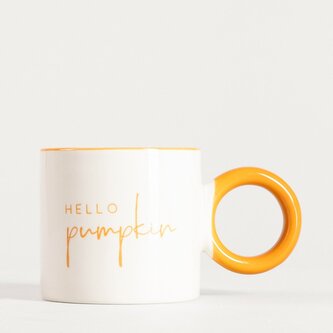 Kubek | LUKON | z pomarańczowym uchem hello pumpkin | 0,3 l | 750786 Kubek | LUKON | z pomarańczowym uchem hello pumpkin | 0,3 l | 750786