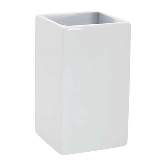 Spirella kelímek na kartáčky QUADRO, bílý,porcelán