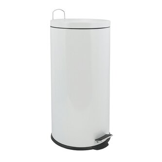 MSV pedálový odpadkový koš, bílá, ocel, 30 L