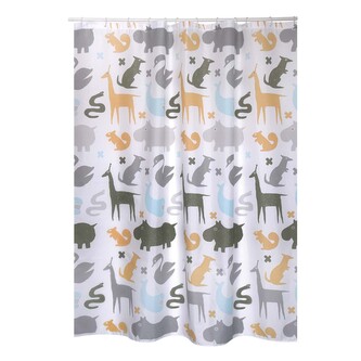 MSV sprchový závěs NOE, obrázkový motiv, bílý, 180 x 200 cm, polyester, s kroužky