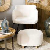 Pufa ALDA BOOGIE beżowa w tkaninie TEDDY BOUCLÉ 50x40x31 cm